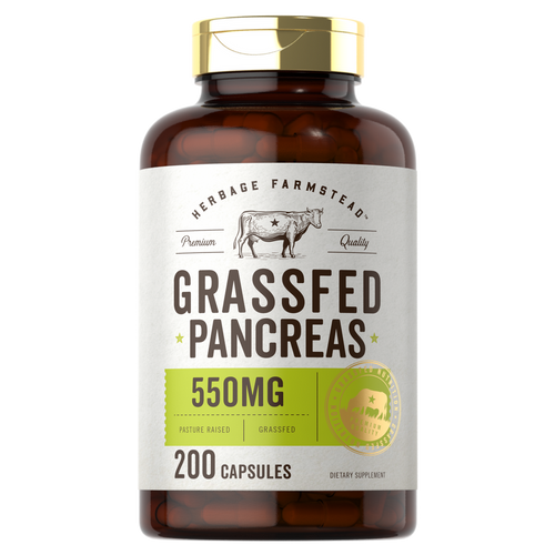 View 1 Páncreas de Res Alimentada con Pasto 550 mg por porción | 200 Cápsulas