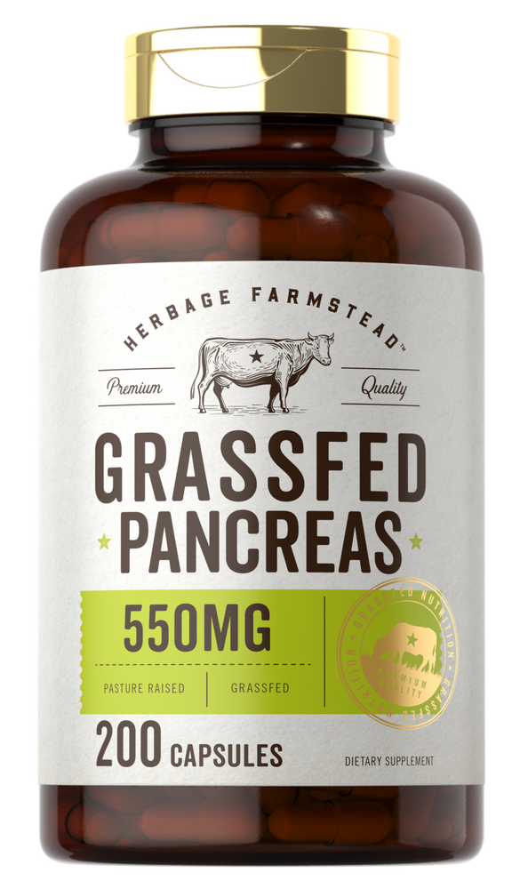 Grass Fed Beef Pancreas 550mg | 200 Capsules