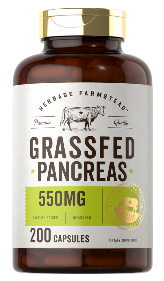 Grass Fed Beef Pancreas 550mg | 200 Capsules