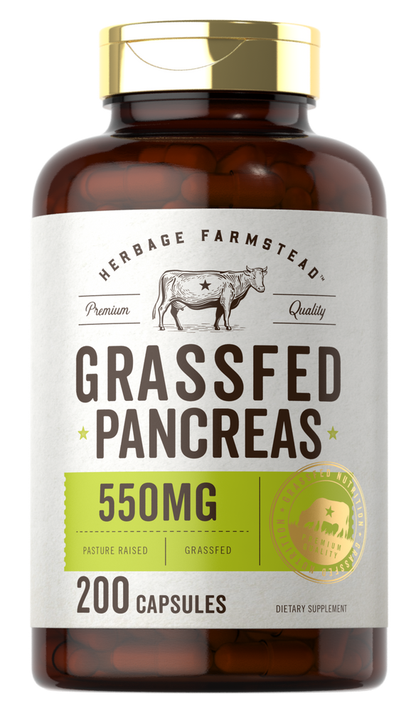 Grass Fed Beef Pancreas 550mg per serving | 200 Capsules