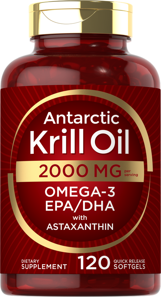 Antarctic Krill Oil 2000mg | Omega-3 EPA, DHA, Astaxanthin | 120 Softgels