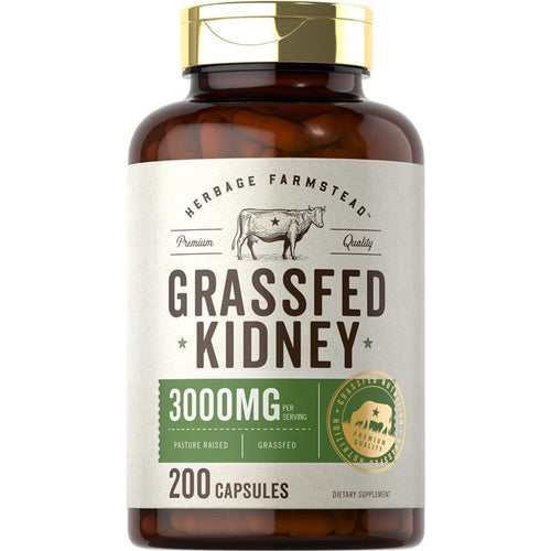 View 1 Grass Fed Beef Kidney 3000mg per serving | 200 Capsules