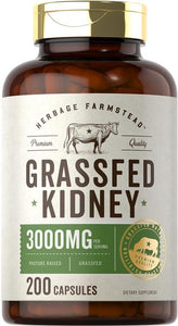 Grass Fed Beef Kidney 3000mg | 200 Capsules
