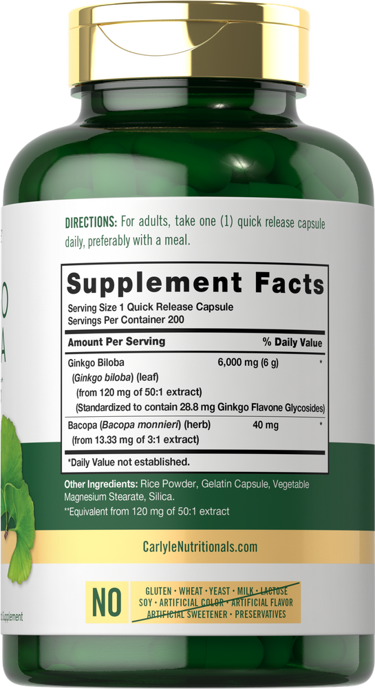 Ginkgo Biloba 6000mg | 200 Cápsulas