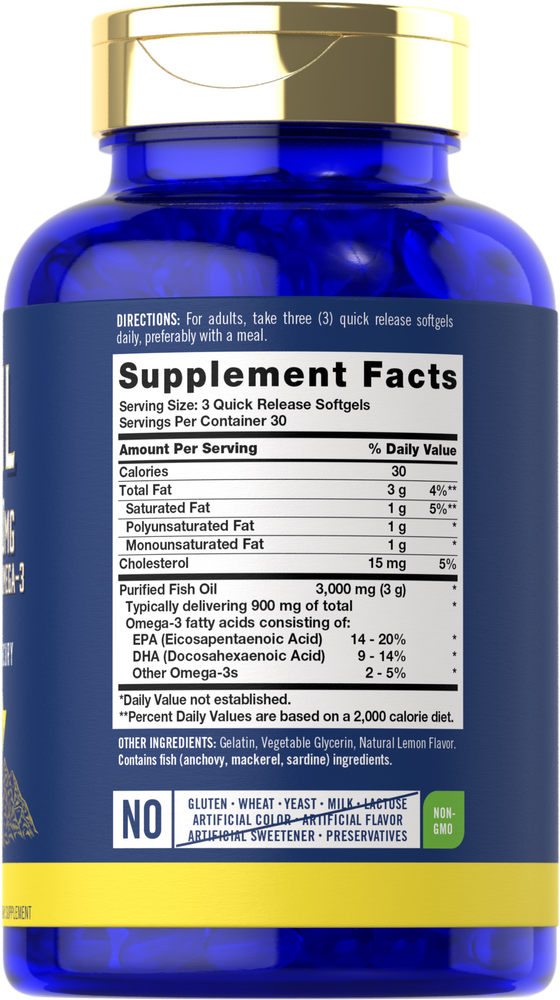 Fischöl 3000mg pro Portion | 90 Softgels