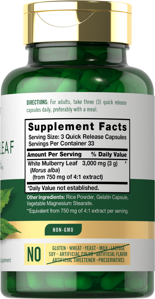 Mulberry Leaf 3000mg per serving | 100 Capsules