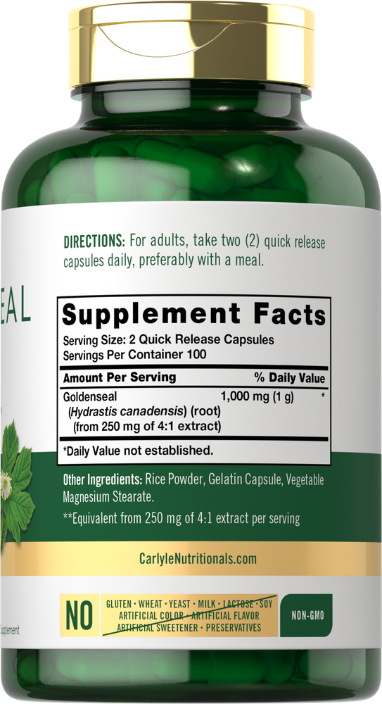 Goldenseal Root 1000mg per serving | 200 Capsules