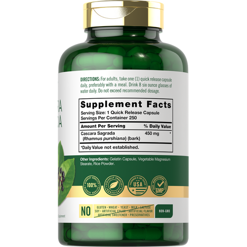 View 2 Cascara Sagrada 450mg | 250 Capsules