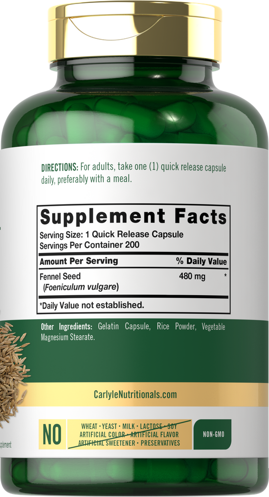 Fennel Seed 480mg | 200 Capsules