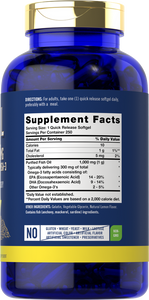 Fish Oil 1000mg | 300mg Omega 3 | 250 Softgels | Lemon Flavor