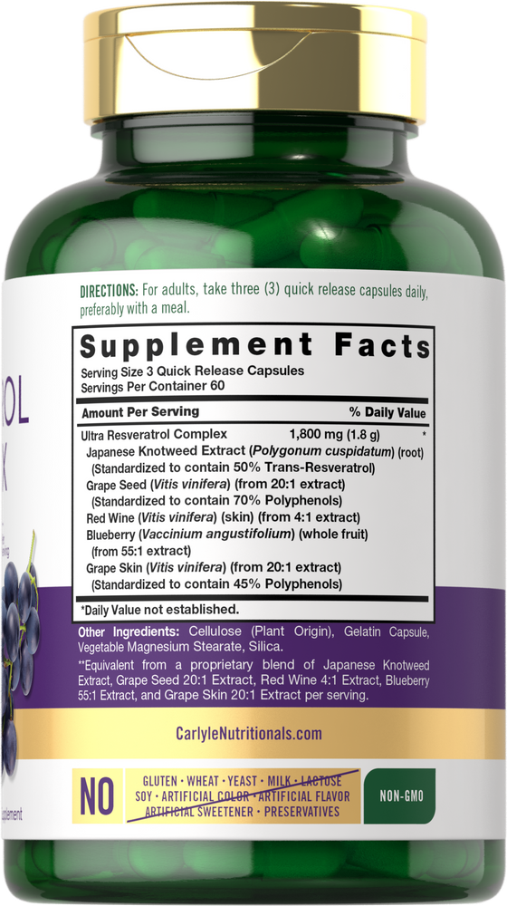 Resveratrol Supplement 1800mg | 180 Capsules
