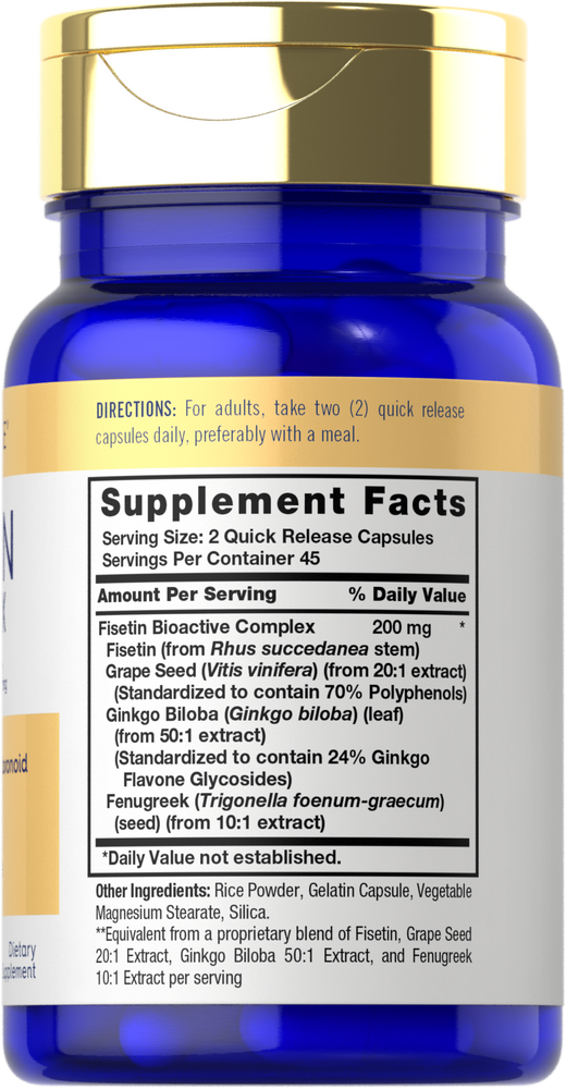 Complexe de Fisetine 200mg par portion | 90 Capsules