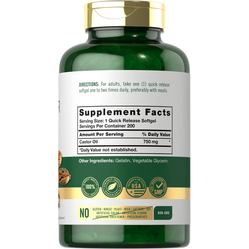 View 2 Castor Oil 750mg | 200 Softgels