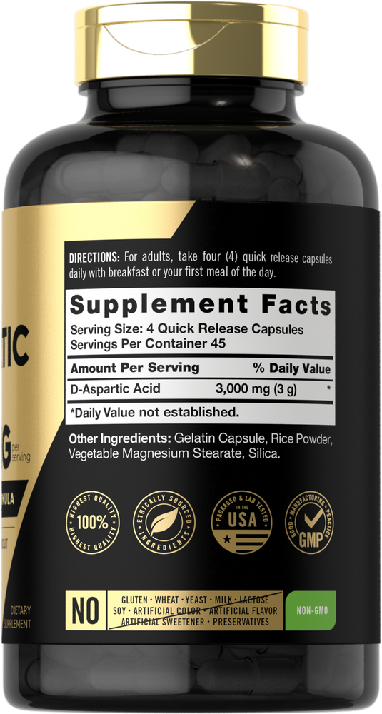 D-Aspartic Acid 3000mg per serving | 180 Capsules