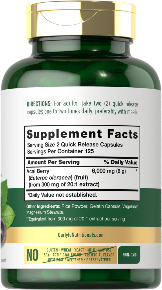 Baie d'Açaï 6000 mg par portion | 250 Capsules