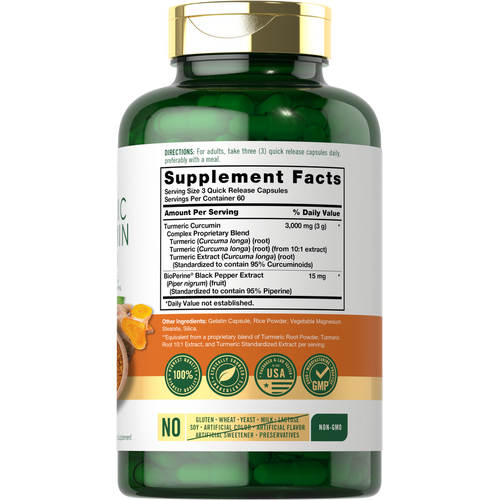 View 2 Complesso di Curcumina di Curcuma | 180 Capsule