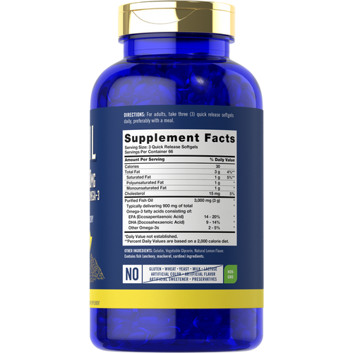 View 2 Aceite de Pescado 3000mg con Omega-3 900mg por porción | 200 Cápsulas Blandas