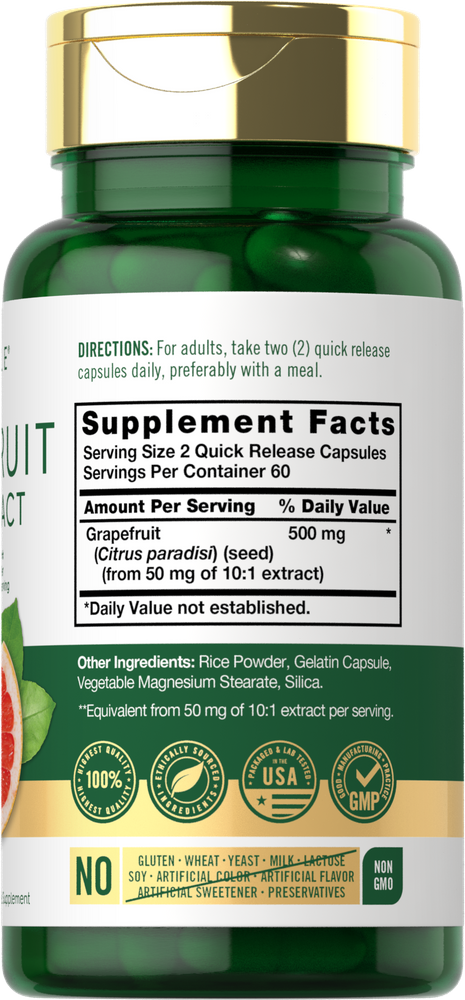 Grapefruitsamenextrakt 500 mg pro Portion | 120 Kapseln