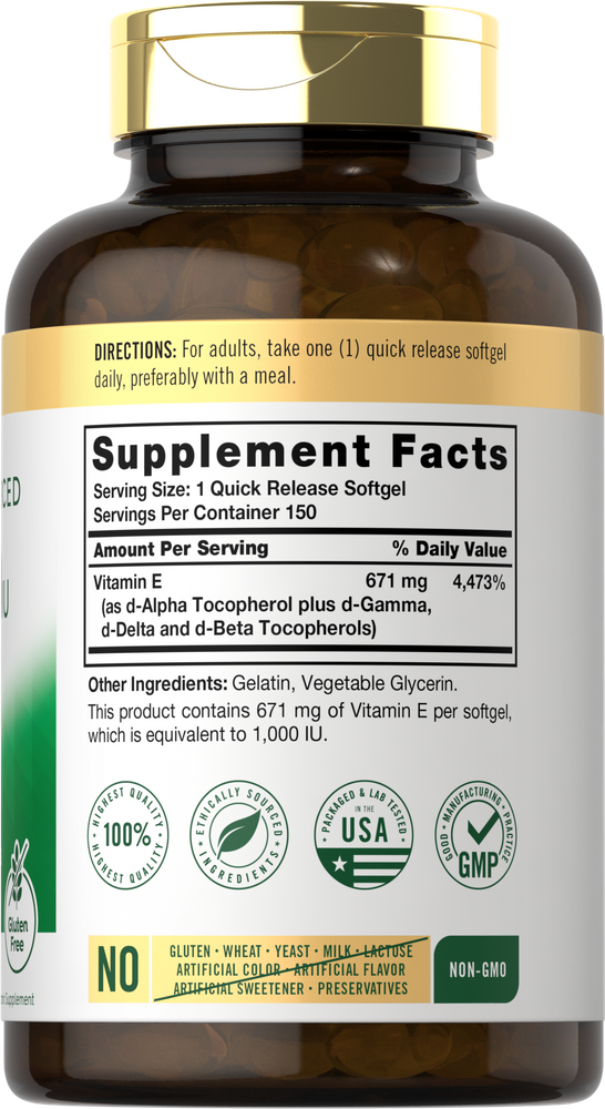 Vitamin E with Mixed Tocopherols 1000IU| 150 Softgels