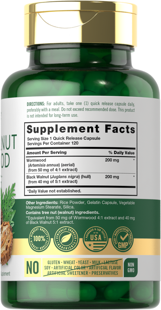 Black Walnut Wormwood 400mg | 120 Capsules