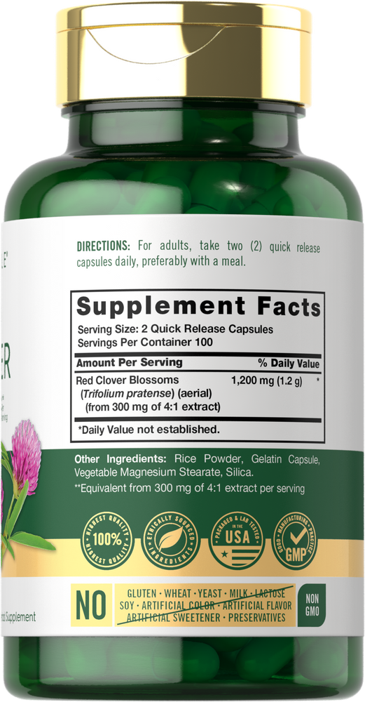 Red Clover Blossom 1200mg per serving | 200 Capsules