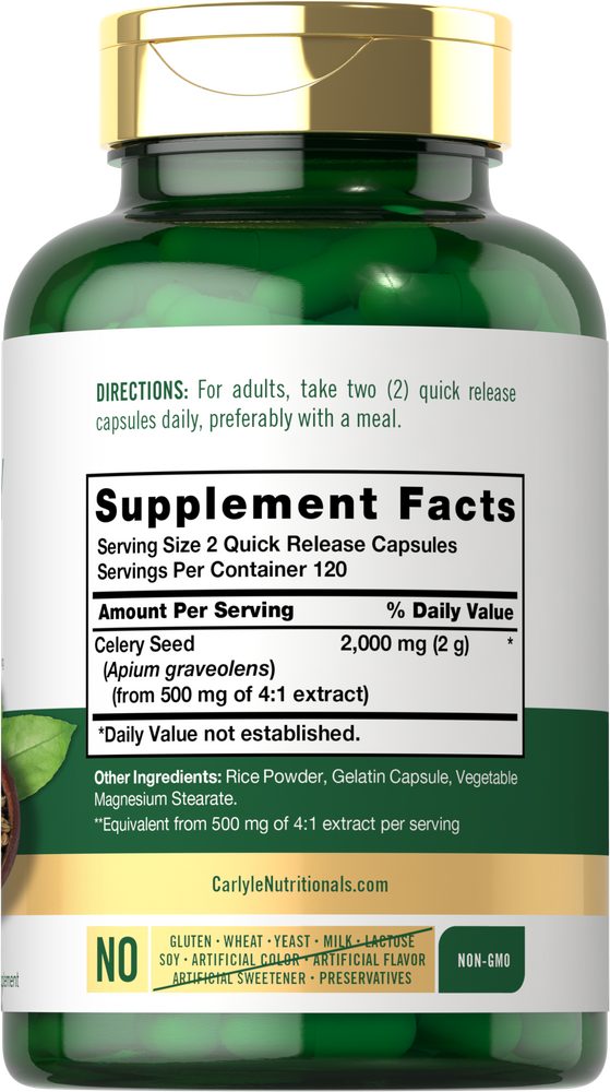 Celery Seed Extract 2000mg per serving | 240 Capsules