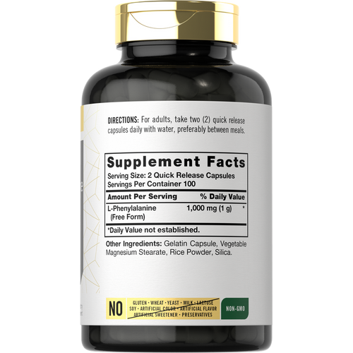 View 2 L-Phenylalanine 1000mg per serving | 200 Capsules