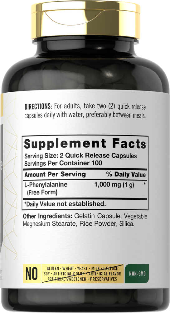 L-Phenylalanine 1000mg per serving | 200 Capsules