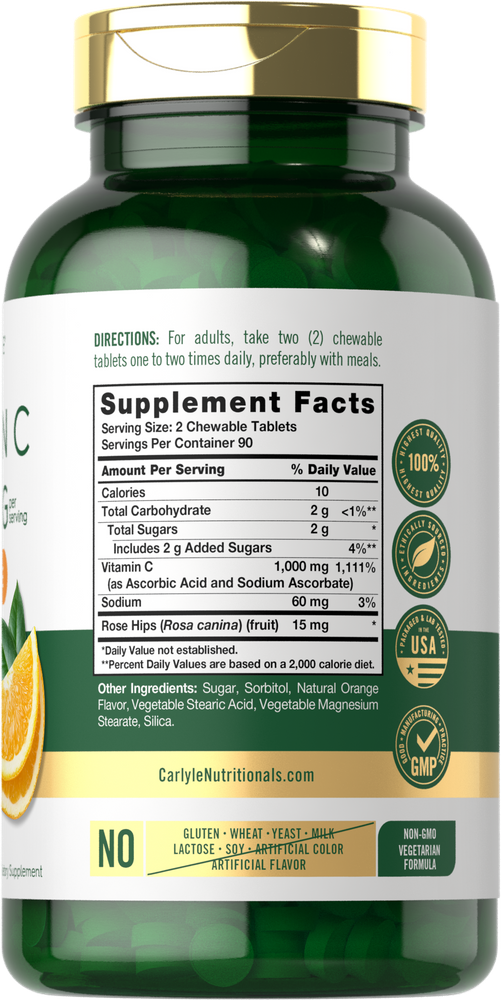 Vitamina C 1000mg por porção | 180 Comprimidos