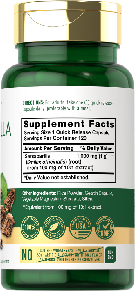 Sarsaparilla Root 1000mg | 120 Capsules