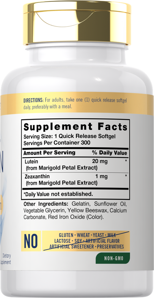 Lutein 20mg with Zeaxanthin | 300 Softgels
