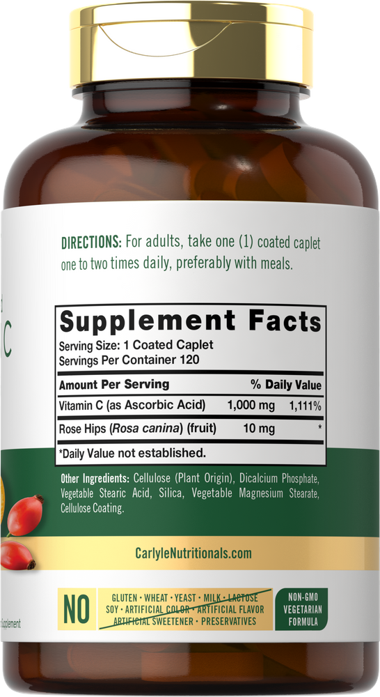 Vitamine C 1000mg avec églantier | 120 comprimés