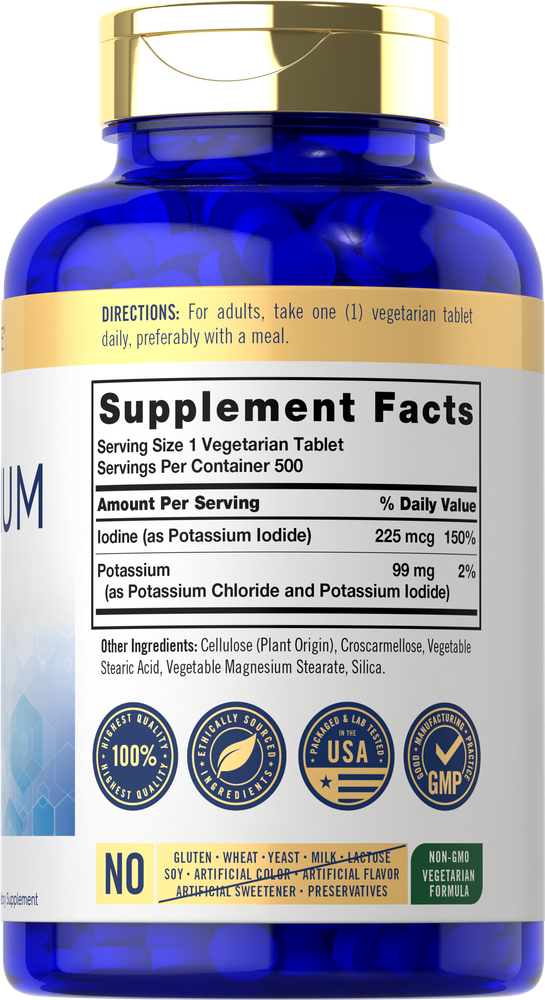 Potassium 99mg with Iodine | 500 Tablets