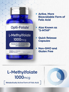 L-Methylfolate 1000mcg | 200 Capsules