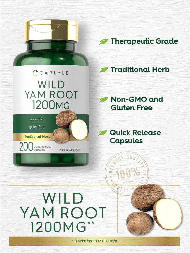 Wild Yam Root 1200mg | 200 Capsules
