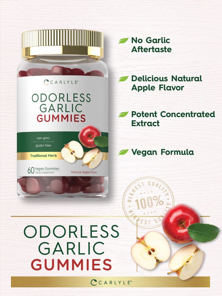 Odorless Garlic | 60 Gummies | Natural Apple Flavor
