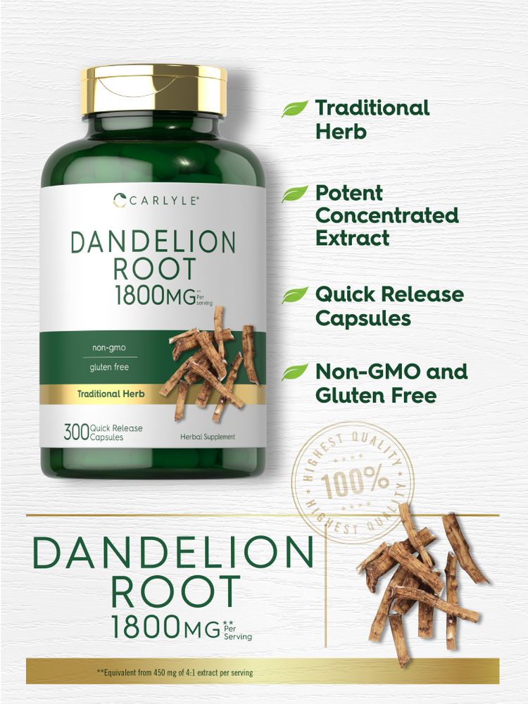 Dandelion Root 1800mg | 300 Capsules – Carlyle Nutritionals