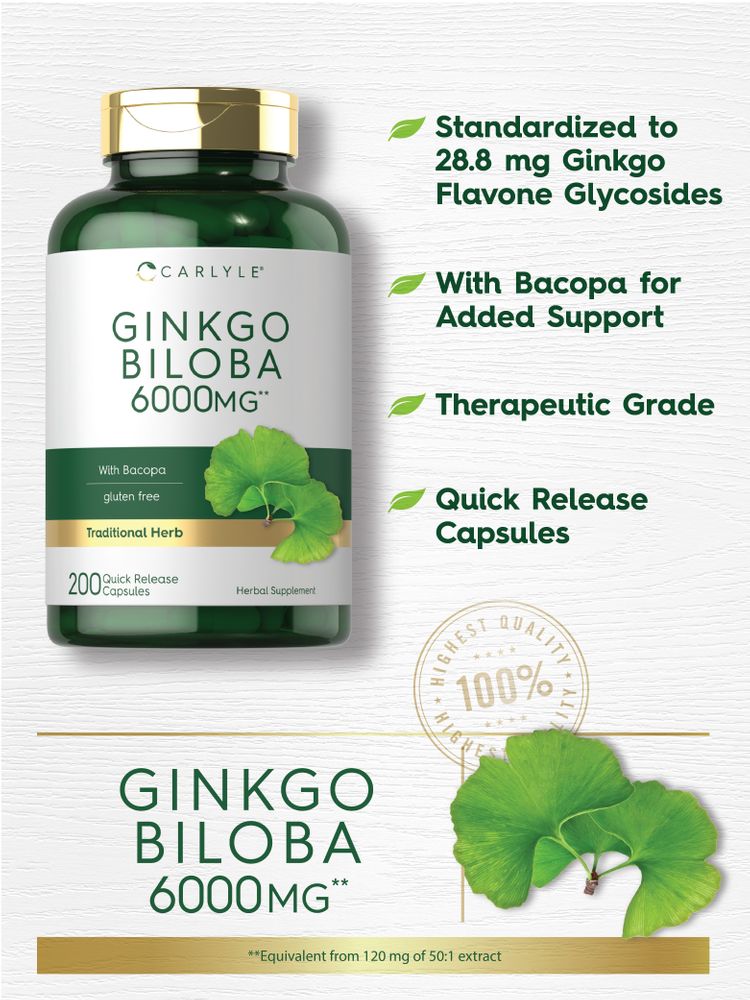 Ginkgo Biloba 6000 mg | 200 Kapseln