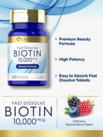 Load image into Gallery viewer, Biotin 10,000mcg | 250 Fast Dissolve Tablets
