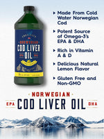 Load image into Gallery viewer, Cod Liver Oil Norwegian Liquid | Lemon Flavor | 3 x 16 fl oz Bottles
