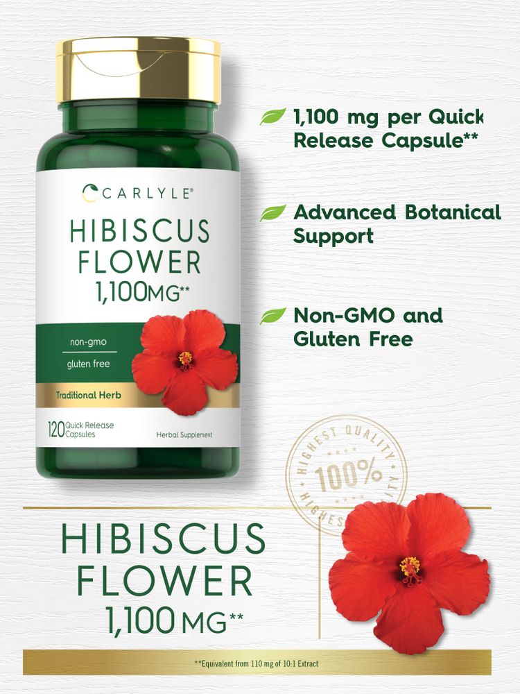 Extrait de Fleur d'Hibiscus 1100mg | 120 Capsules