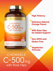 Vitamin C 500mg with Rose Hips | 400 Chewable Tablets