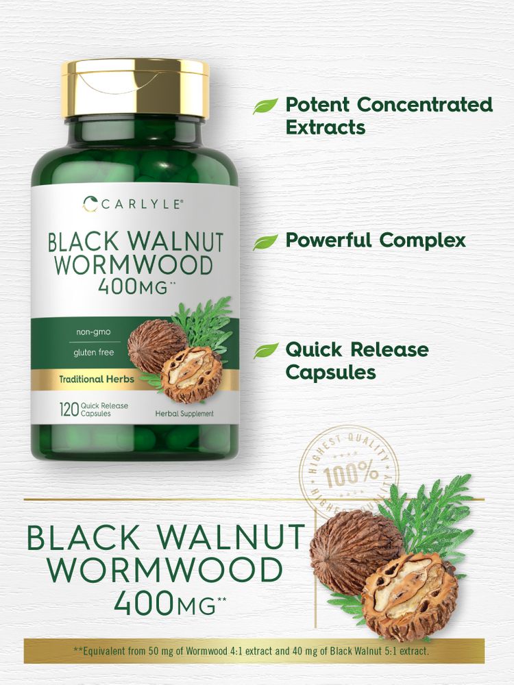 Black Walnut Wormwood 400mg | 120 Capsules