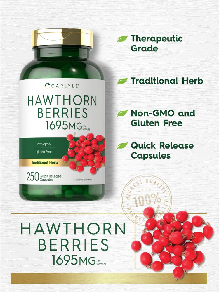 Hawthorn Berry Extract 1695mg | 250 Capsules
