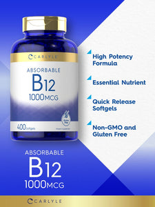 Vitamin B12 Absorbable 1000mcg | 400 Softgels