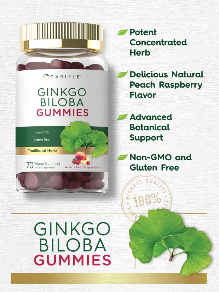 Ginkgo Biloba 300mg por porção | 70 Gomas