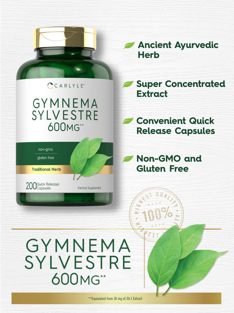 Gymnema Sylvestre Leaf Extract 600mg | 200 Capsules