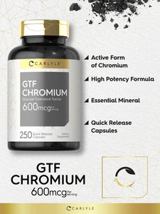 GTF Chromium 600mcg | 250 Capsules