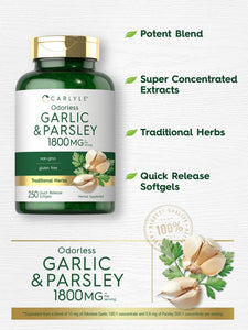 Odorless Garlic & Parsley 1800mg | 250 Softgels