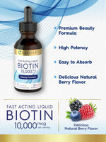 Load image into Gallery viewer, Biotin 10,000mcg Liquid Gel Drops | Natural Berry Flavor | 2oz

